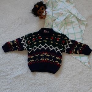 Concrete Baby Boys Sweater Blue, Green, Red, White and Cream Size 18M